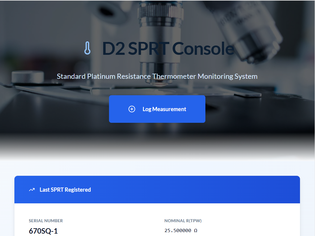 SPRT Console dashboard